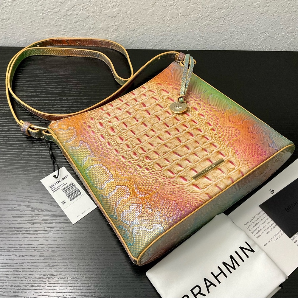 Brahmin Katie MULTI ABALONE Leather Crossbody Shoulder Bag NWT